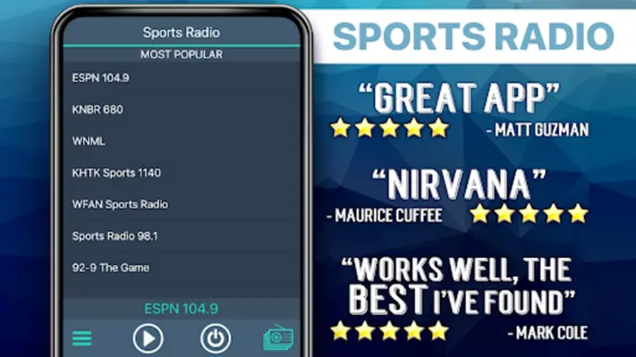 Sports Radio Favorites android App screenshot 1